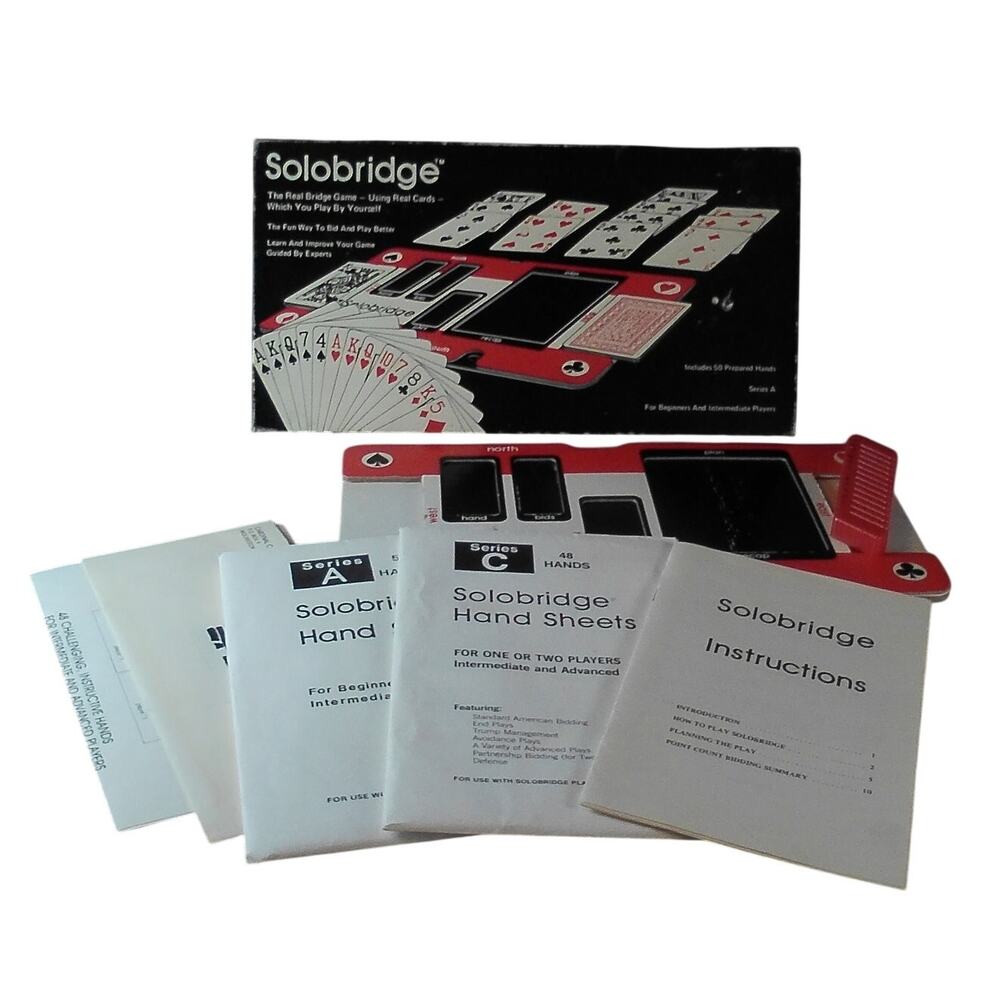 Vintage 1976 Solobridge Real Bridge Game Complete Series A & C Hands Cardinal